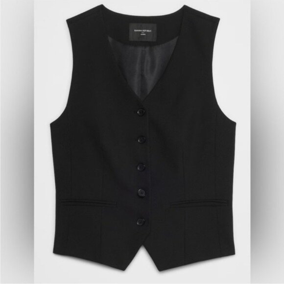 Banana Republic Hayden Black Cropped Vest Tailored Sleeveless Top Size 2 NWT - Picture 2 of 16